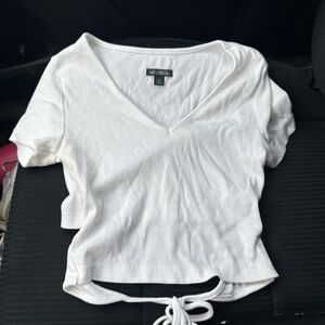 Wild Fable White Tie-Front Short Sleeve Top